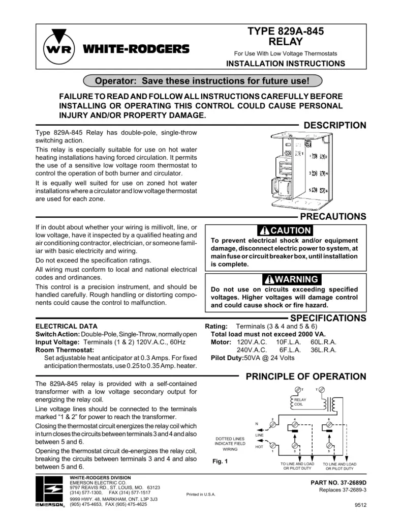 White Rodgers Thermostat Manual