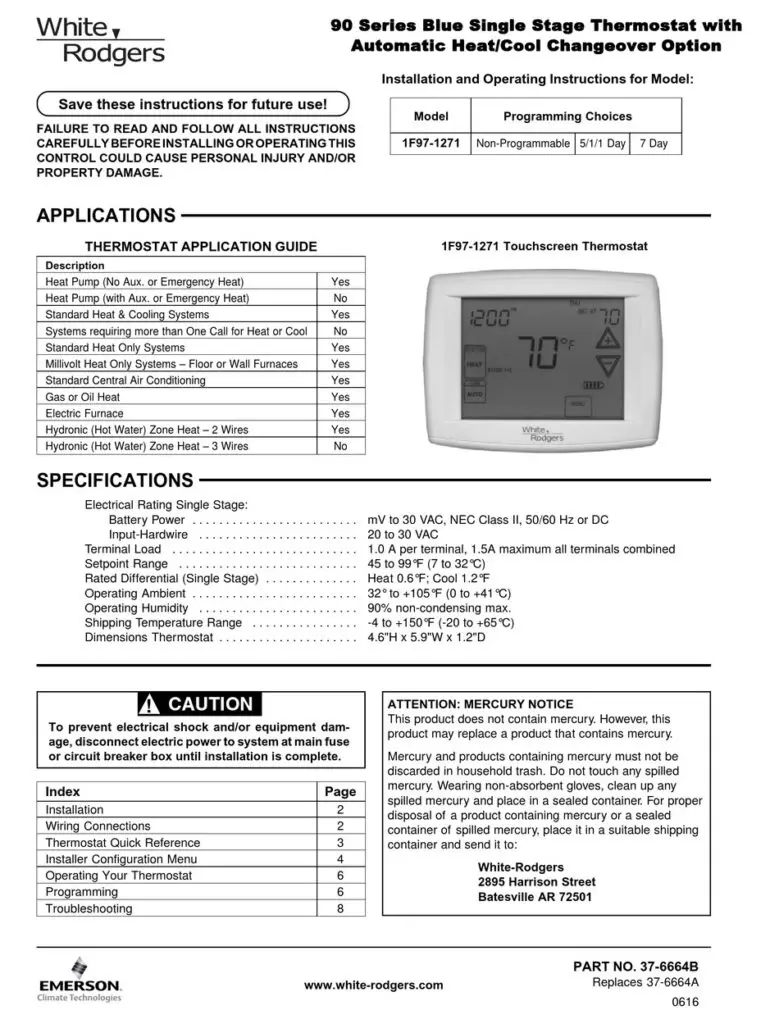 White Rodgers Thermostat Manual